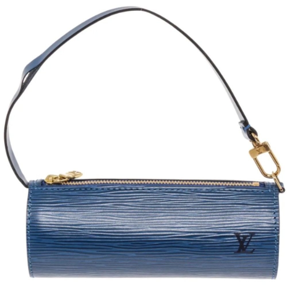 Louis Vuitton Blue Epi Leather Mini Papillon Pochette Bag with silver tone